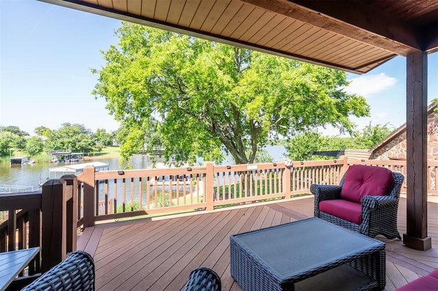 39 E Shore Dr, Arcadia, OK 73007 - wooden terrace featuring a water view