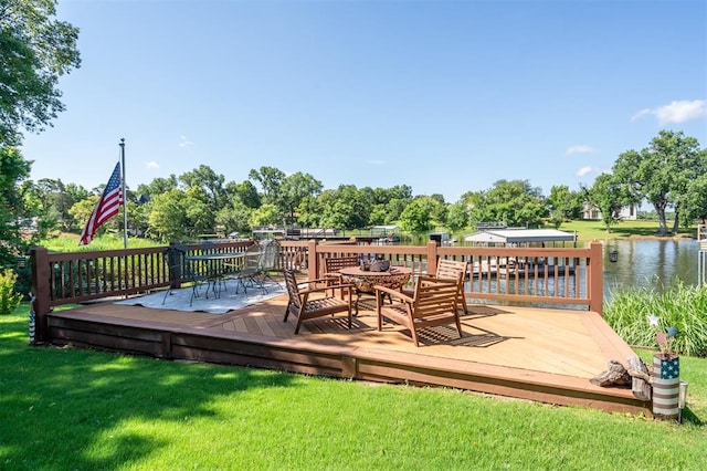 39 E Shore Dr, Arcadia, OK 73007 - deck with a yard and a water view