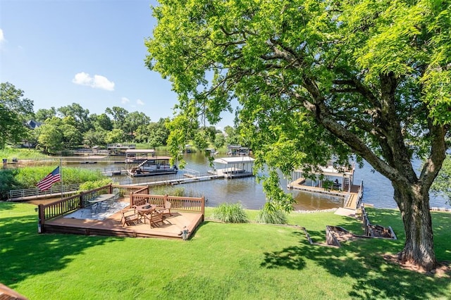39 E Shore Dr, Arcadia, OK 73007 - dock featuring a yard and a deck with water view