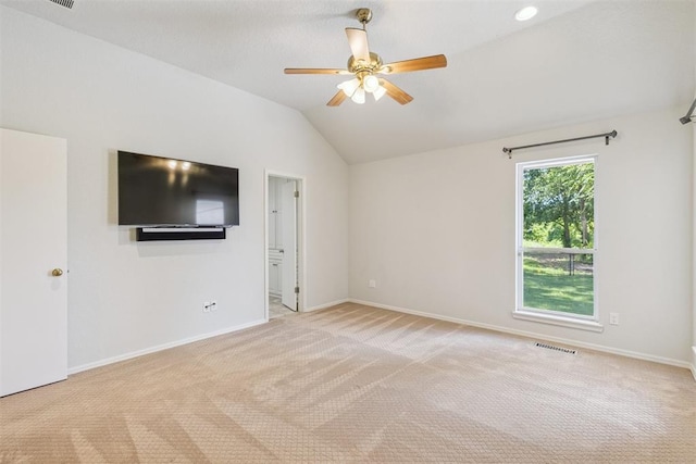 812 Old Bugle Rd, Edmond, OK 73003 - spare room featuring carpet, a ceiling fan, and lofted ceiling