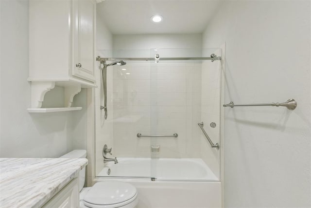 812 Old Bugle Rd, Edmond, OK 73003 - bathroom featuring combined bath / shower with glass door and vanity