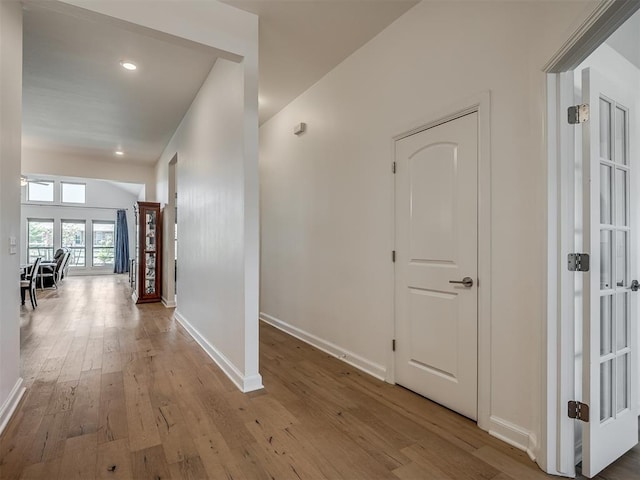 3760 Black Mesa Rd, Norman, OK 73071 - hall with hardwood / wood-style flooring, french doors, and recessed lighting