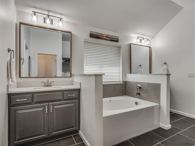 3760 Black Mesa Rd, Norman, OK 73071 - full bath with tile patterned flooring, a garden tub, and vanity