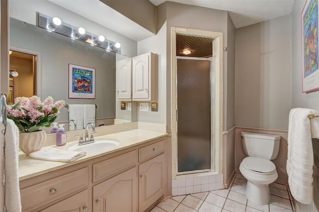 12108 Blue Sage Rd, Oklahoma City, OK 73120 - bathroom featuring vanity, a shower stall, and tile patterned floors