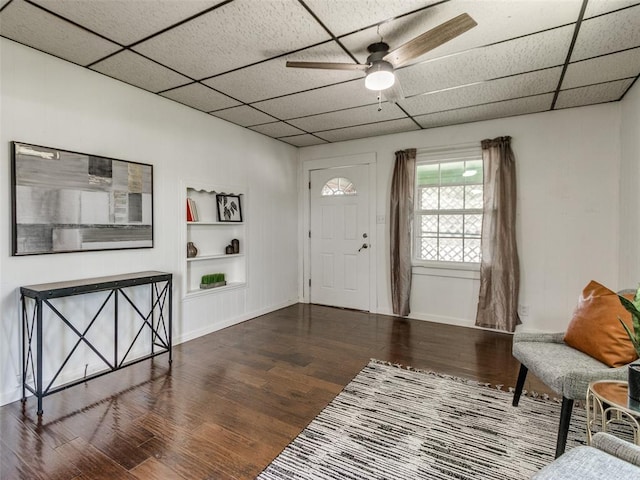 610 N Choctaw Ave, El Reno, OK 73036 - entrance foyer with wood finished floors, ceiling fan, and a drop ceiling
