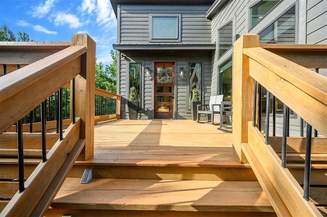 105 S Spruce Trl, Broken Bow, OK 74728 - wooden terrace with stairs