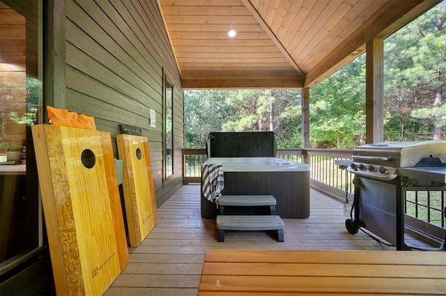 105 S Spruce Trl, Broken Bow, OK 74728 - deck with grilling area and a hot tub