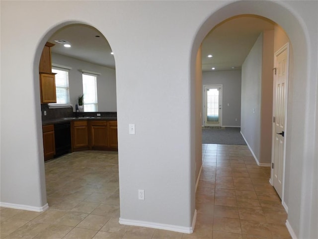 6036 SE 66th St, Oklahoma City, OK 73135 - corridor with light tile patterned flooring and recessed lighting