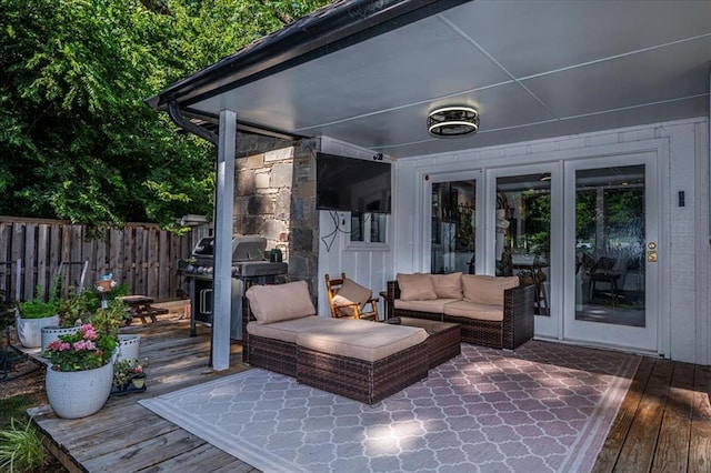 1601 Hazelhurst, Edmond, OK 73013 - deck with a grill and an outdoor living space
