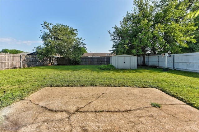 1021 SW 1st St, Moore, OK 73160 - fenced backyard featuring a storage unit and a patio