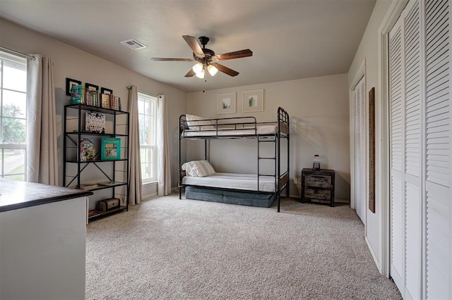 5305 Circle Gln, Edmond, OK 73025 - bedroom featuring carpet flooring and ceiling fan