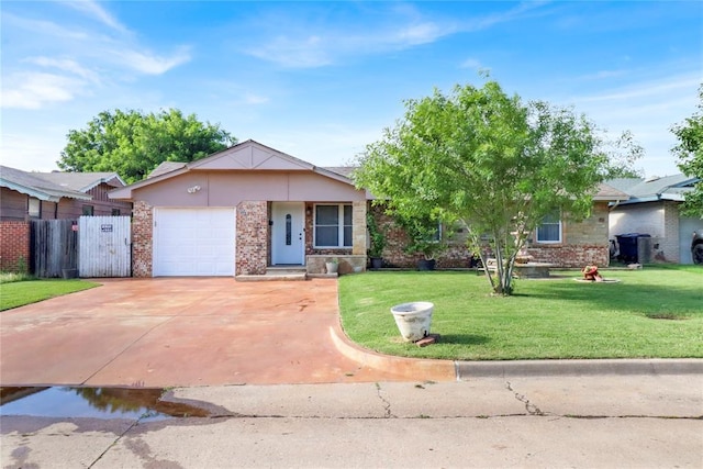 7007 NW 61st St, Bethany, OK 73008 - ranch-style house with brick siding, an attached garage, and concrete driveway
