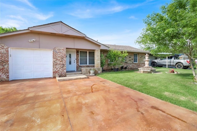 7007 NW 61st St, Bethany, OK 73008 - ranch-style house featuring a front yard, an attached garage, driveway, and brick siding
