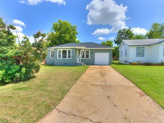 2340 SW 46th St, Oklahoma City, OK 73119 - view of front of property with concrete driveway, an attached garage, and a front lawn