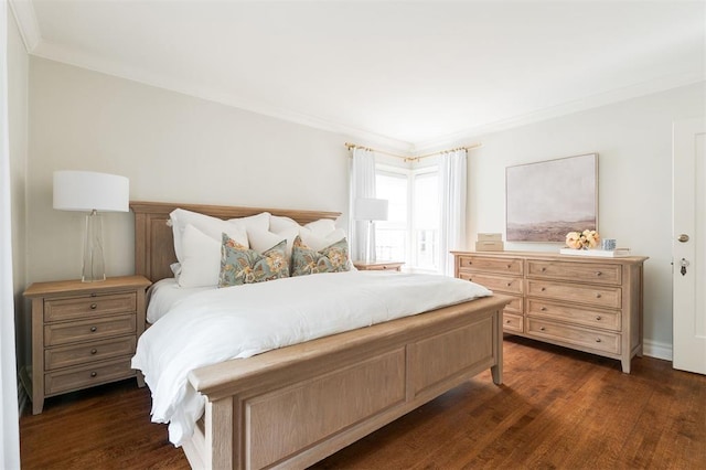 1005 NW 40th St, Oklahoma City, OK 73118 - bedroom featuring ornamental molding and dark wood finished floors
