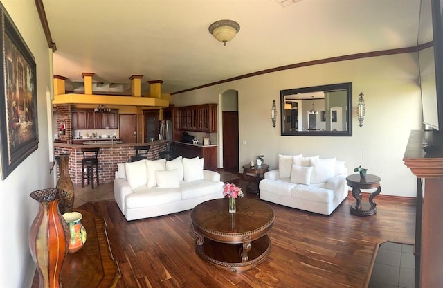 9209 SW 28th St, Oklahoma City, OK 73128 - living area with wood finished floors and ornamental molding