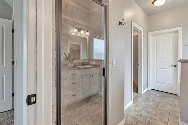 18608 Summer Grove Ave, Edmond, OK 73012 - full bathroom featuring vanity and a stall shower
