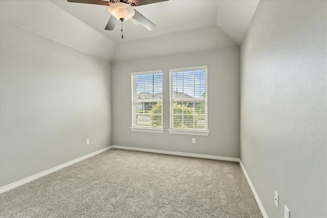 18608 Summer Grove Ave, Edmond, OK 73012 - spare room with carpet, ceiling fan, and vaulted ceiling