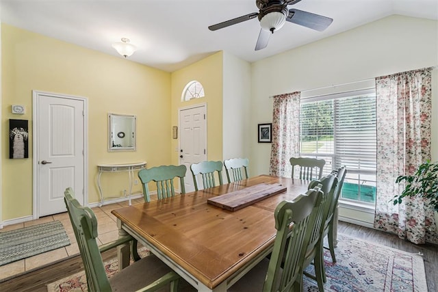 3751 Rock Dove Lndg, Edmond, OK 73034 - dining space with a ceiling fan and wood finished floors