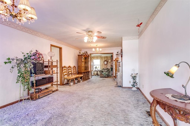 616 Kingston Dr, Yukon, OK 73099 - sitting room with a chandelier, carpet, and ceiling fan