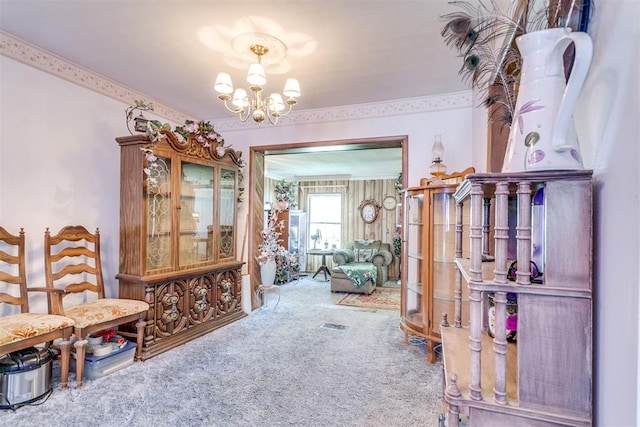 616 Kingston Dr, Yukon, OK 73099 - living area with carpet and a chandelier