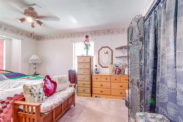 616 Kingston Dr, Yukon, OK 73099 - bedroom with light carpet and a ceiling fan