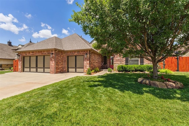 9041 NW 147th Ter, Yukon, OK 73099 - view of front of home featuring an attached garage, brick siding, concrete driveway, and a shingled roof