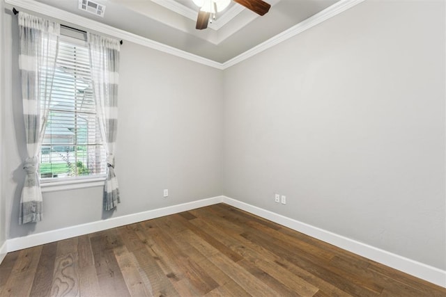 9041 NW 147th Ter, Yukon, OK 73099 - spare room featuring wood finished floors, a ceiling fan, and ornamental molding