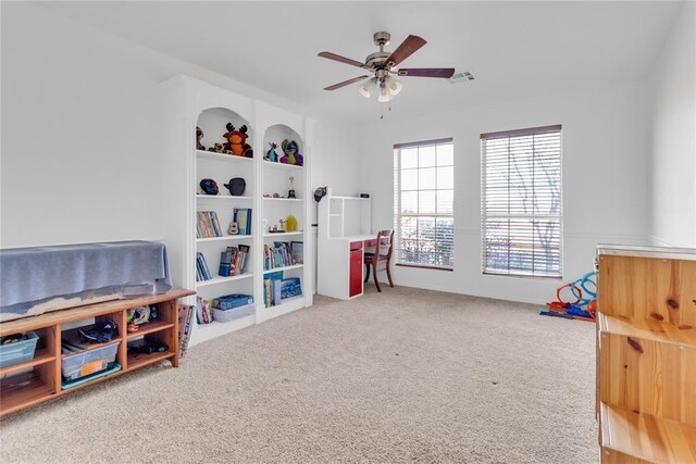 1045 Belmont Pl, Yukon, OK 73099 - rec room with carpet and a ceiling fan