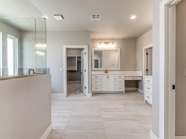 6881 Lake View Ct, Cashion, OK 73016 - full bath with vanity, a walk in closet, and recessed lighting