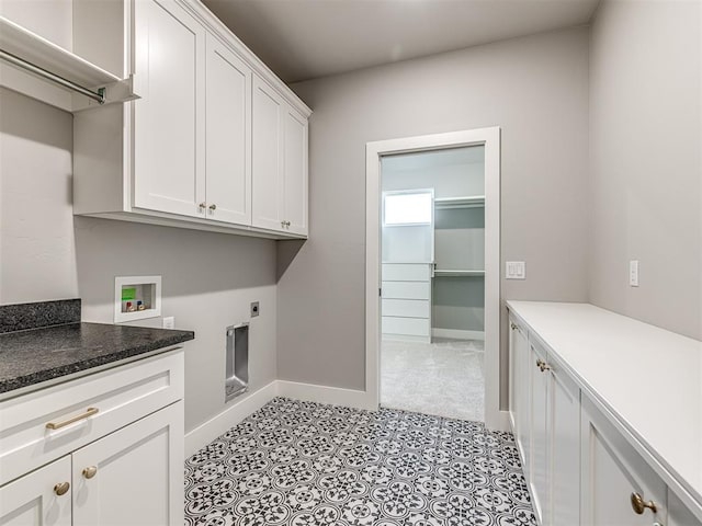 6881 Lake View Ct, Cashion, OK 73016 - washroom with cabinet space, hookup for an electric dryer, and hookup for a washing machine