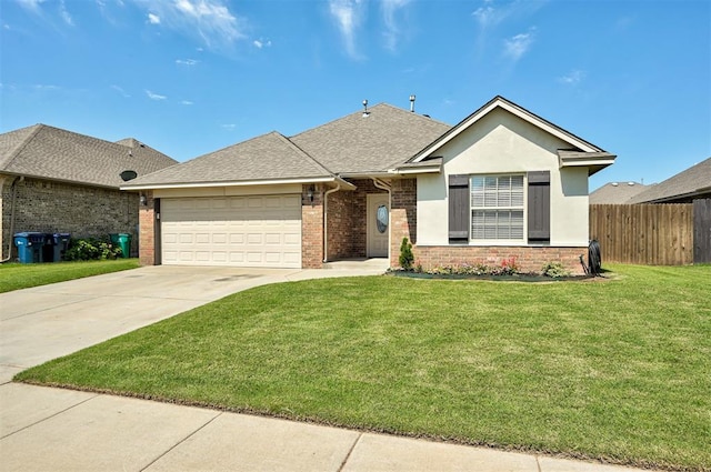 2305 Makaila Way, Yukon, OK 73099 - view of front of house featuring a garage, concrete driveway, brick siding, and a shingled roof