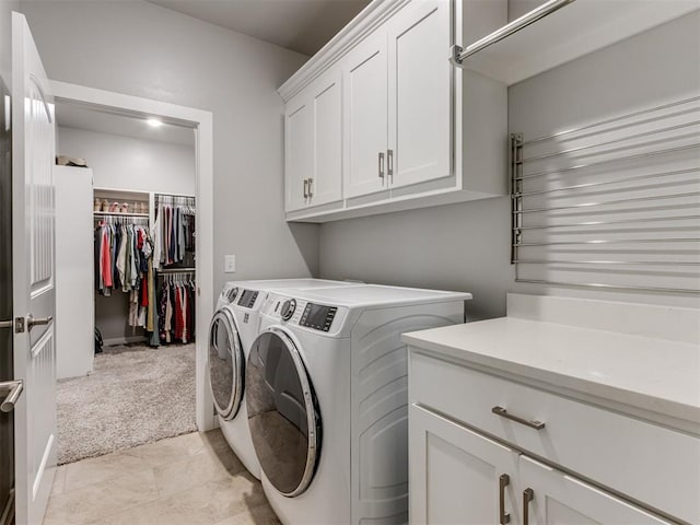 1391 Hickory Trl, Piedmont, OK 73078 - washroom with cabinet space, independent washer and dryer, and light carpet