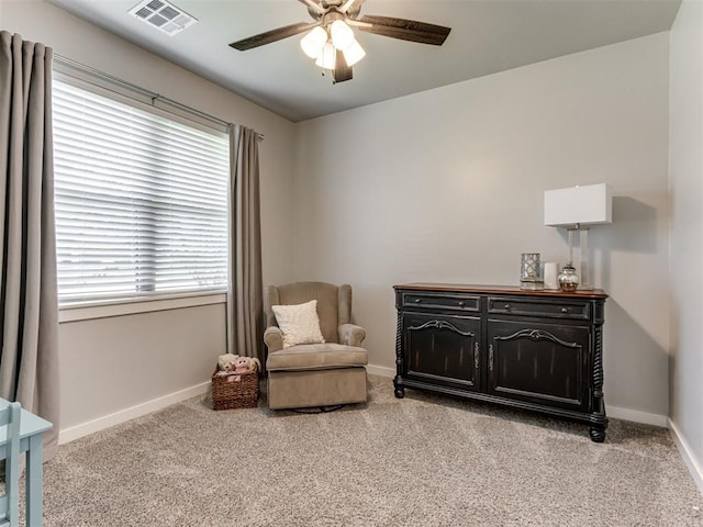 1391 Hickory Trl, Piedmont, OK 73078 - sitting room with a ceiling fan and light colored carpet