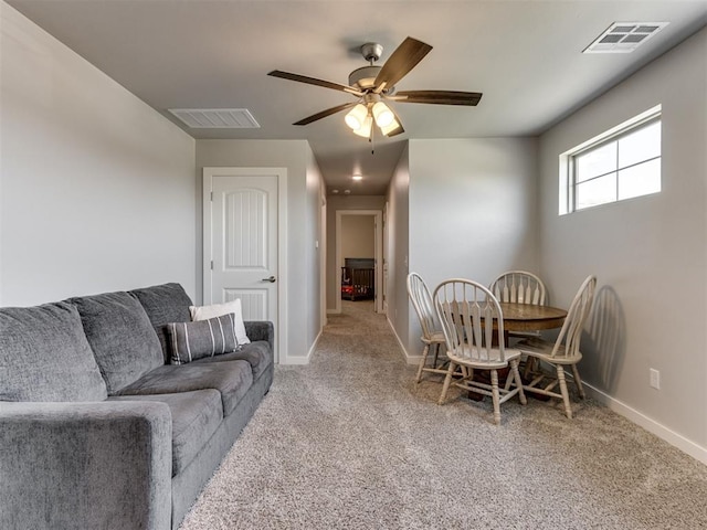1391 Hickory Trl, Piedmont, OK 73078 - dining space featuring carpet floors and ceiling fan