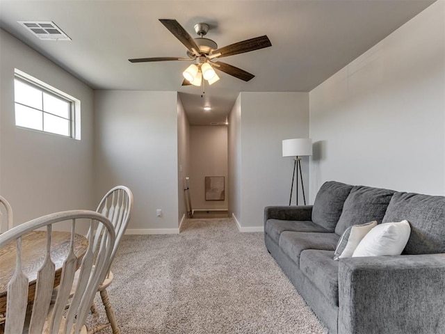 1391 Hickory Trl, Piedmont, OK 73078 - living area with light colored carpet and a ceiling fan