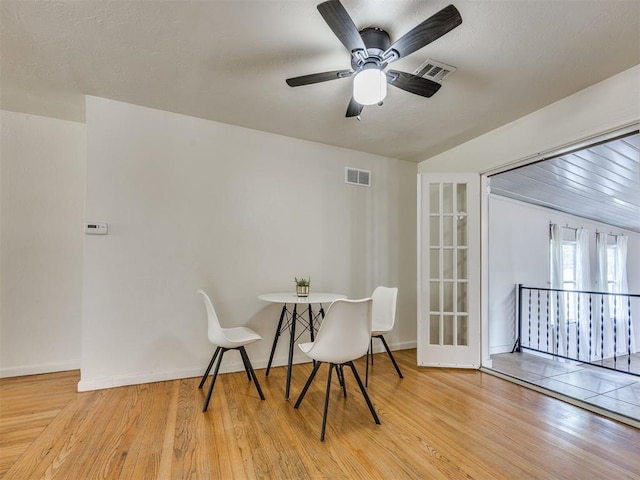 3804 NW 52nd St, Oklahoma City, OK 73112 - dining area featuring wood finished floors and a ceiling fan