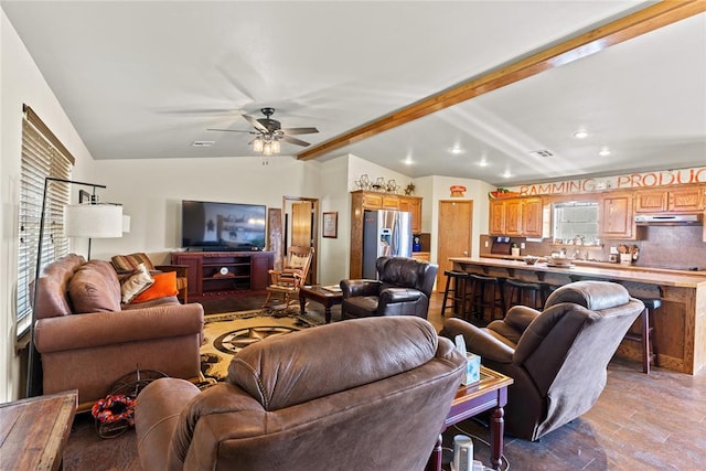 5097 County St Unit 2580, Hinton, OK 73047 - living area featuring a ceiling fan and recessed lighting