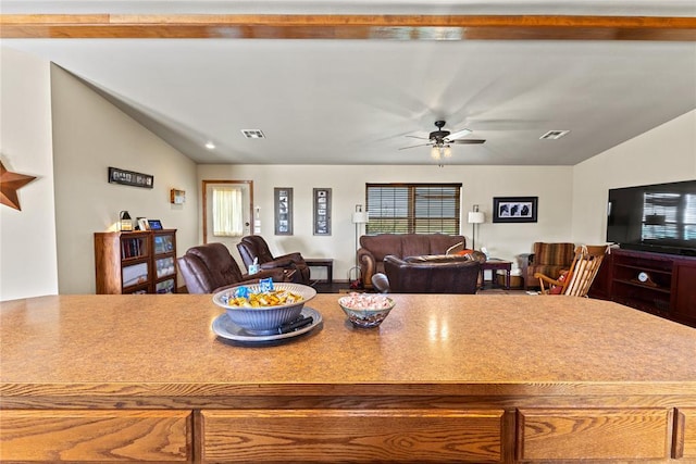 5097 County St Unit 2580, Hinton, OK 73047 - dining space with lofted ceiling and a ceiling fan