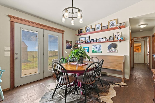 5097 County St Unit 2580, Hinton, OK 73047 - dining space with a chandelier and vaulted ceiling