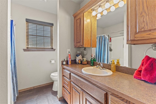 5097 County St Unit 2580, Hinton, OK 73047 - bathroom featuring vanity, a shower with curtain, and wood finished floors
