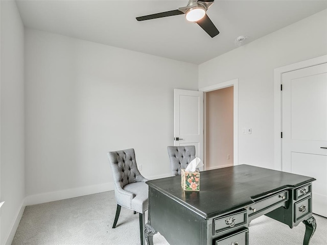 216 Pont Neuf Ct, Edmond, OK 73034 - office area featuring light carpet and ceiling fan