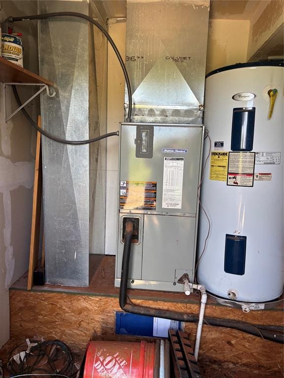utilities featuring water heater and heating unit