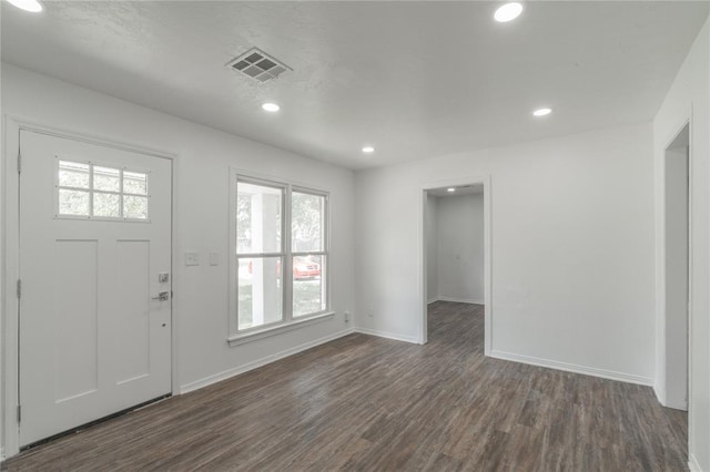 1120 SW 47th St, Oklahoma City, OK 73109 - foyer entrance with dark wood-style floors and recessed lighting