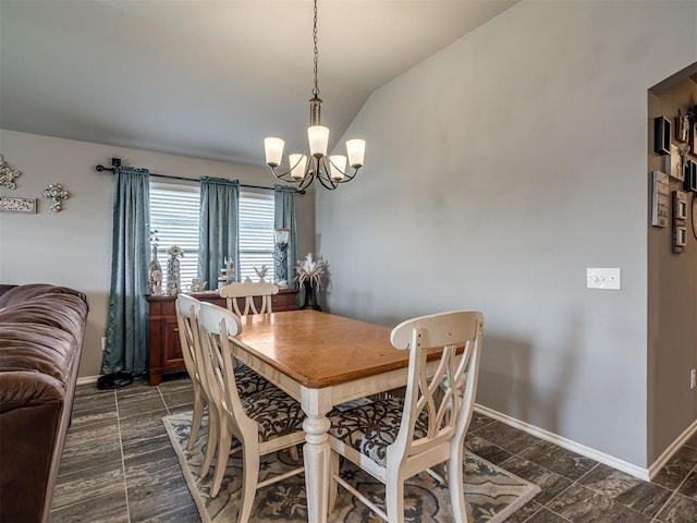 12812 Double V Dr, Piedmont, OK 73078 - dining room featuring a chandelier and vaulted ceiling