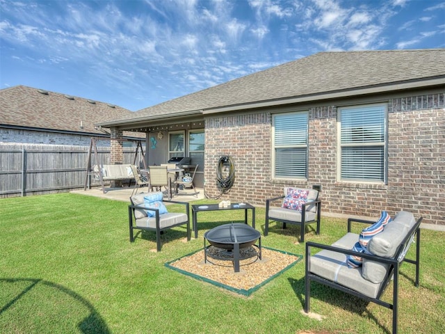 12812 Double V Dr, Piedmont, OK 73078 - view of yard featuring an outdoor fire pit and a patio