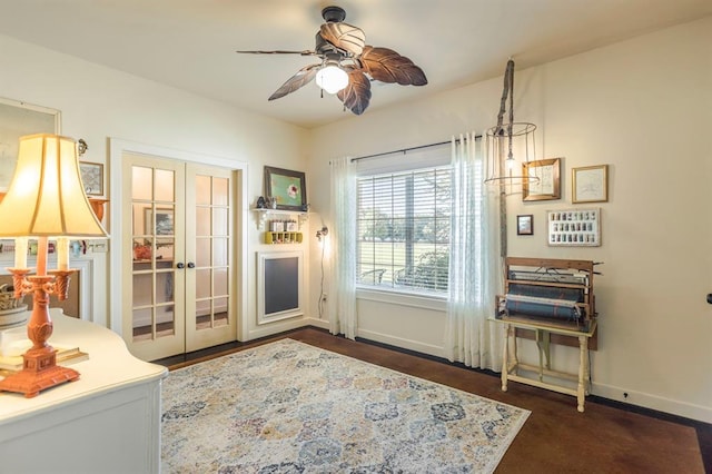 775 Magnolia Ln, Tuttle, OK 73089 - living area featuring french doors and a ceiling fan