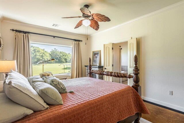775 Magnolia Ln, Tuttle, OK 73089 - bedroom featuring crown molding and ceiling fan