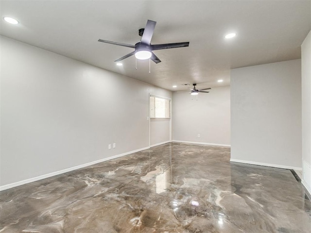 3013 Beverly Dr, Edmond, OK 73013 - spare room featuring concrete flooring, recessed lighting, and ceiling fan