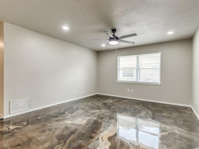 3013 Beverly Dr, Edmond, OK 73013 - empty room with ceiling fan and recessed lighting